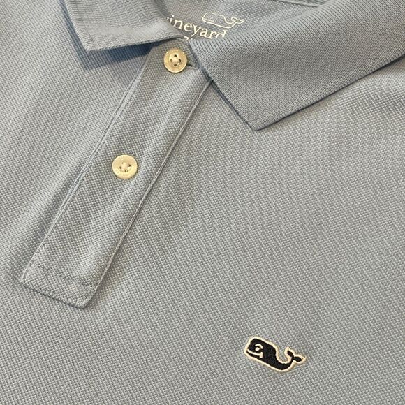 ~ Vineyard Vines Small Heritage Polo Shirt Light Blue Short Sleeves Whale Cotton - Picture 2 of 13